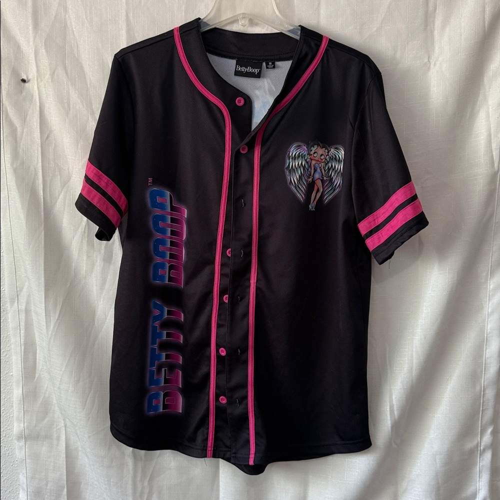 Betty Boop Black and Pink Button-Up Jersey